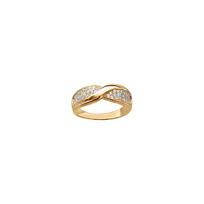 Bague croisée en vermeil et oxydes de zirconium, taille 56