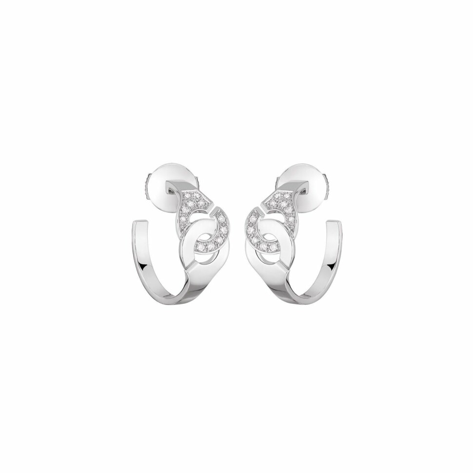 Boucles d'oreilles créoles Menottes dinh van en or blanc et diamants