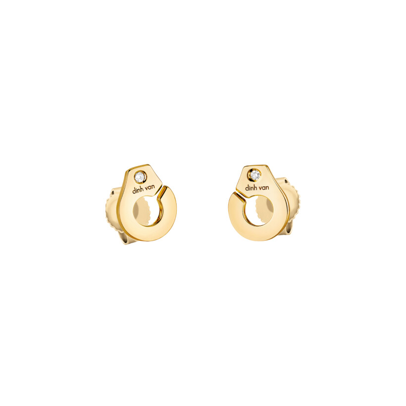 Menottes dinh van earrings, yellow gold, diamonds