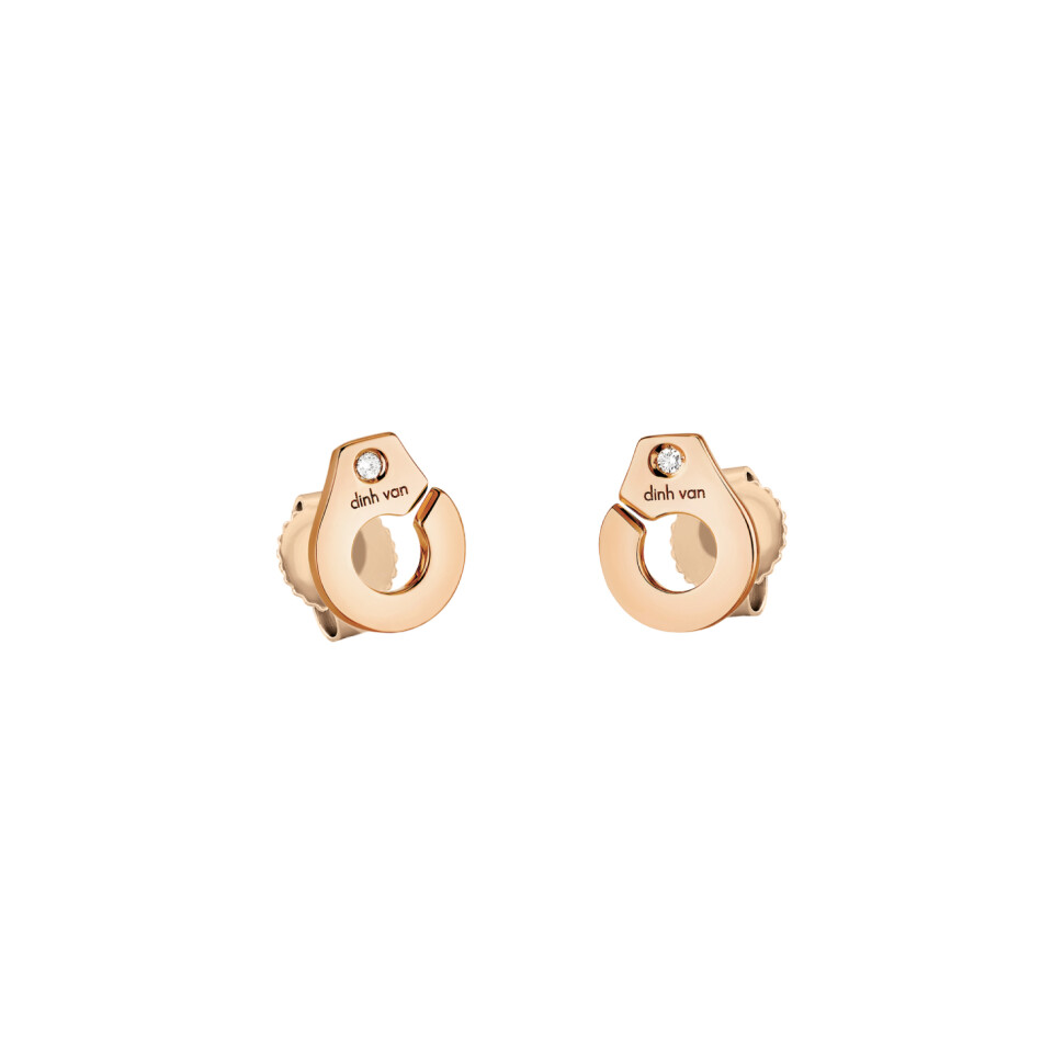 Boucles d'oreilles Menottes dinh van R7.5 en or rose et diamants
