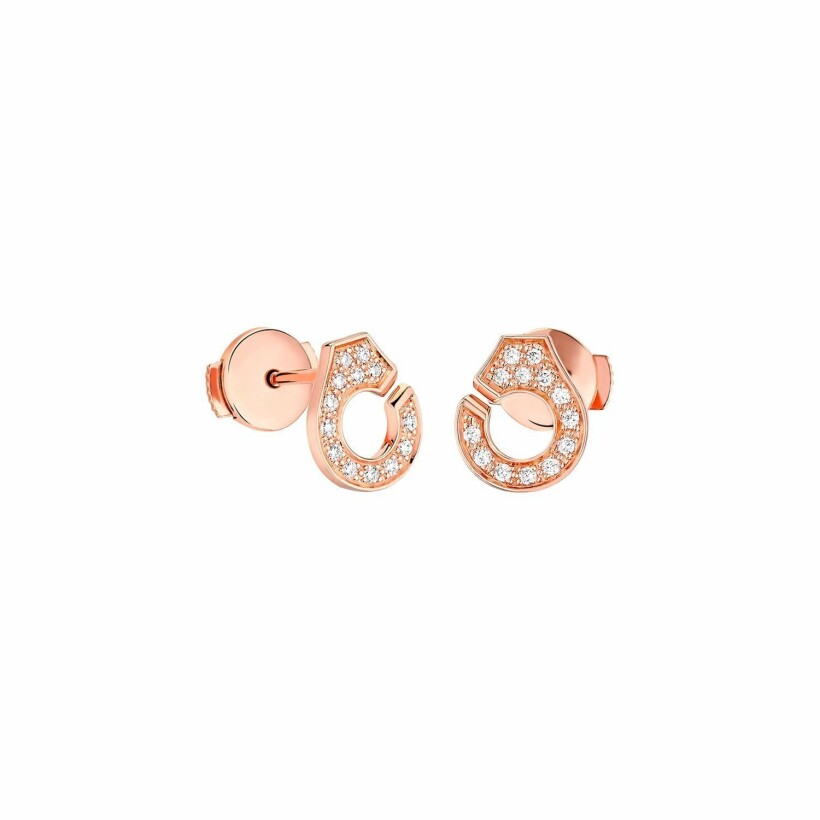 Boucles d'oreilles Menottes dinh van R 7.5 en or rose et diamants