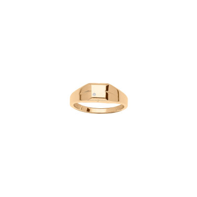 Chevalière carrée en vermeil et oxyde de zirconium, taille 50