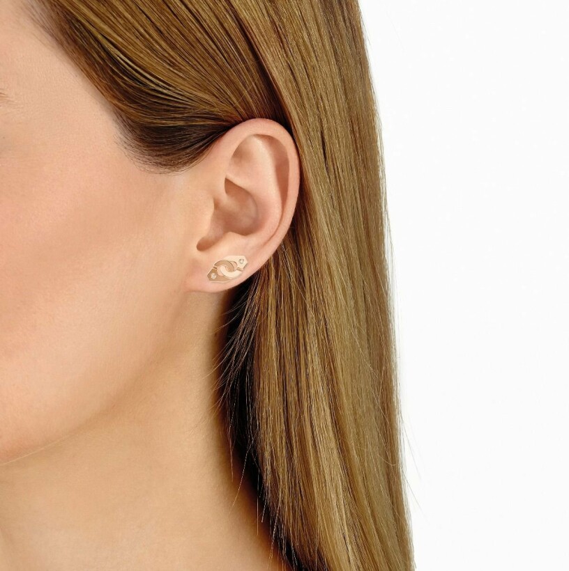 Menottes dinh van R8 single earring, rose gold, diamonds