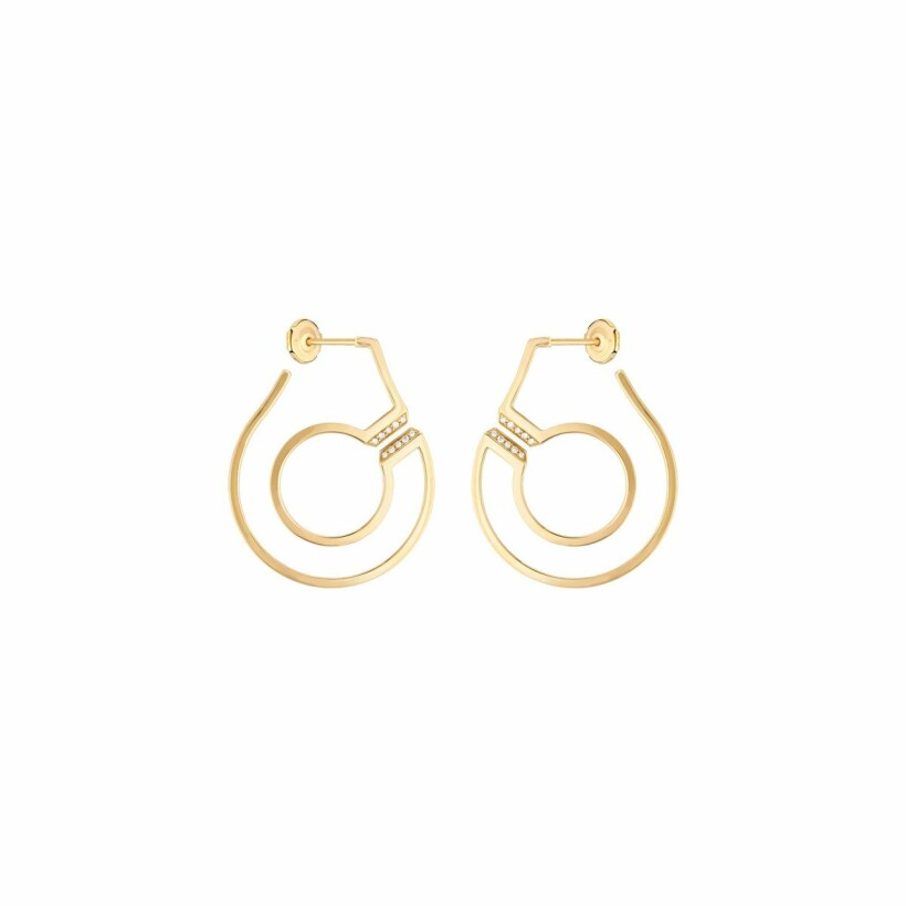 Boucles d'oreilles créoles Menottes dinh van R27.5 en or jaune et diamants