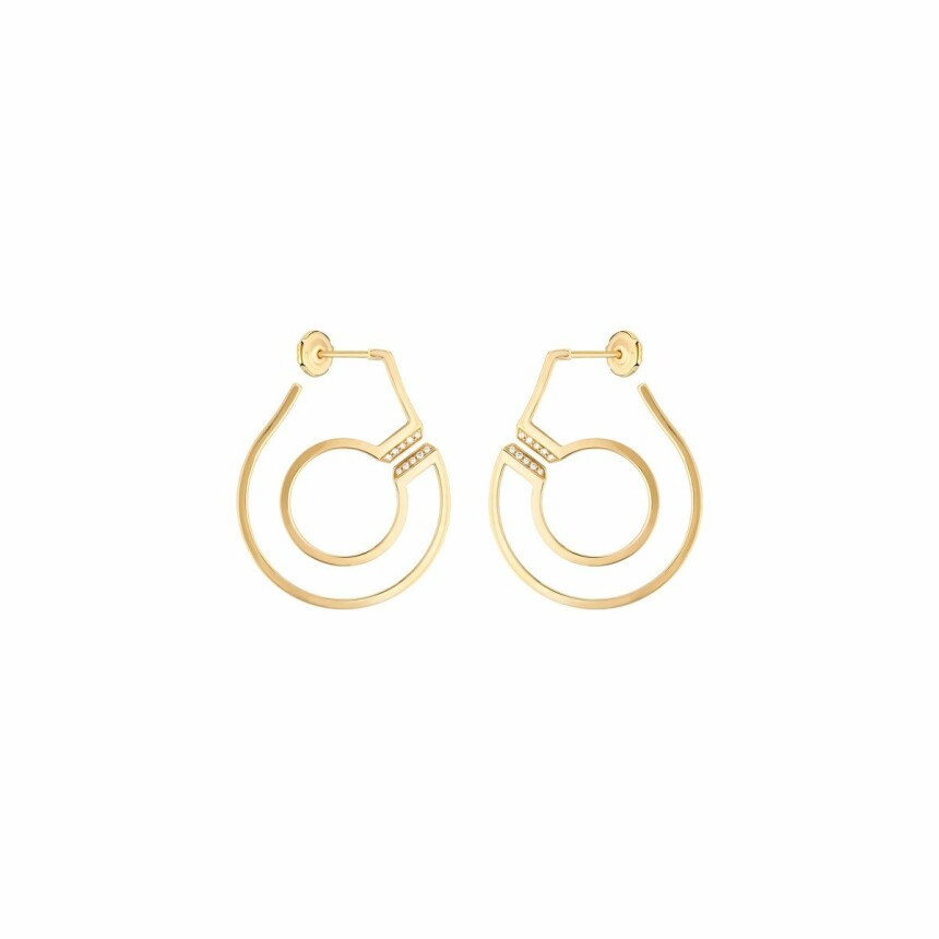 Boucles d'oreilles créoles Menottes dinh van R27.5 en or jaune et diamants