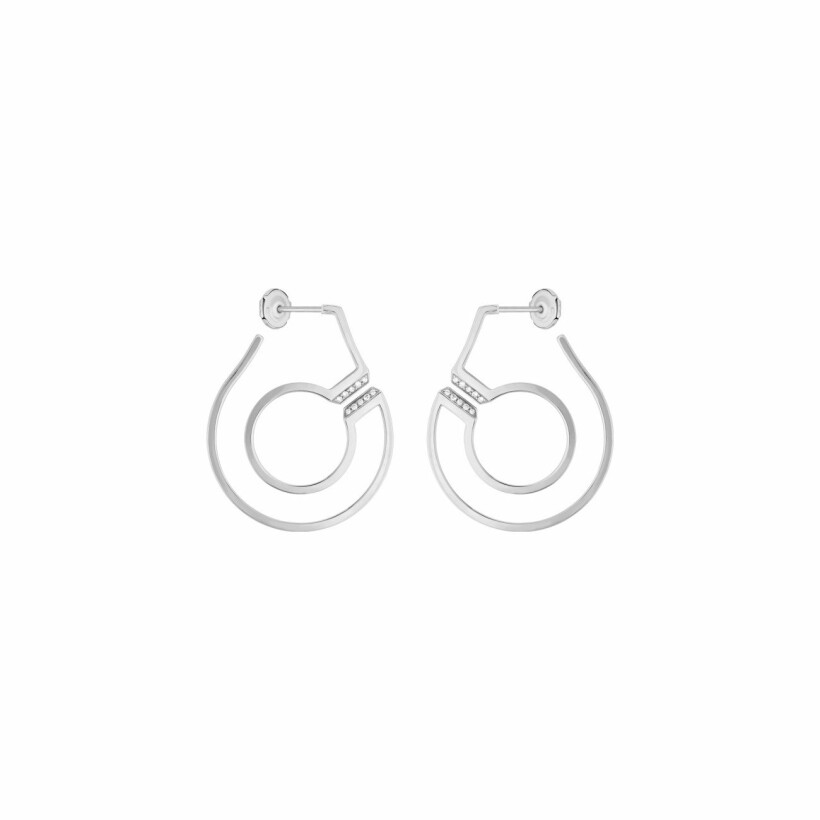 Boucles d'oreilles créoles Menottes dinh van R27.5 en or blanc et diamants