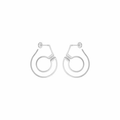 Boucles d'oreilles créoles Menottes dinh van R27.5 en or blanc et diamants