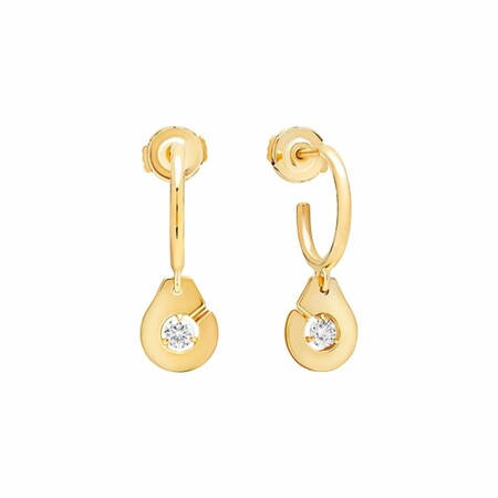 Boucles d'oreilles créoles Menottes dinh van en or jaune et diamants