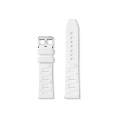 Bracelet montre Rochet Bogey en silicone mat blanc - 20mm