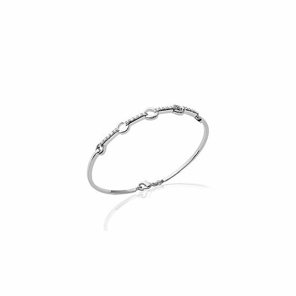 Bracelet jonc en argent rhodié et oxydes de zirconium