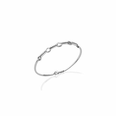 Bracelet jonc en argent rhodié et oxydes de zirconium