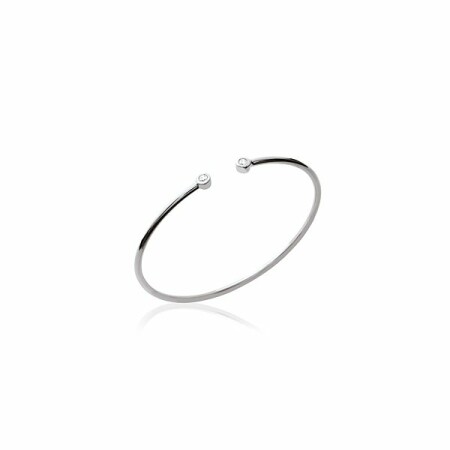 Bracelet jonc en argent rhodié et oxydes de zirconium