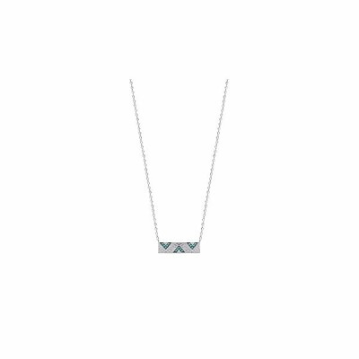 Collier en argent rhodié et pierre synthétique, 45cm