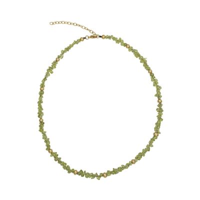 Collier Phebus en métal doré et pierre naturelle d'olivine