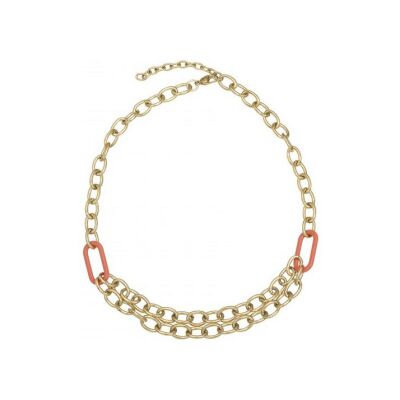 Collier Phebus en acier et acétate Rouge