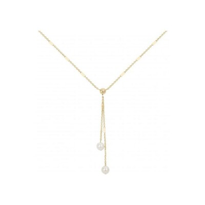 Collier en acier et perle synthétique