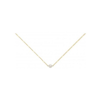 Collier en acier et perle synthétique