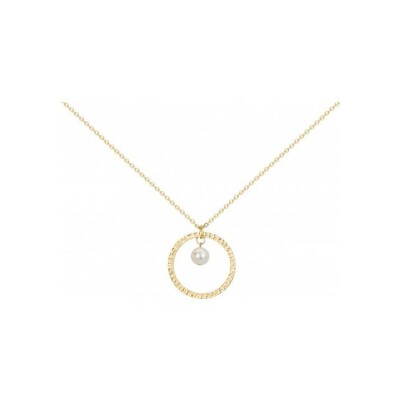 Collier en acier et perle synthétique