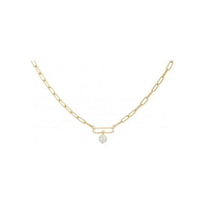 Collier en acier et perle synthétique