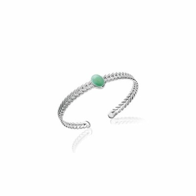Bracelet jonc en argent rhodié et aventurine