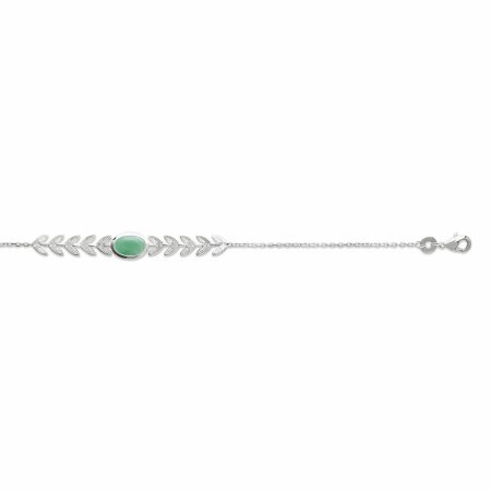 Collier en argent rhodié et aventurine, 45cm