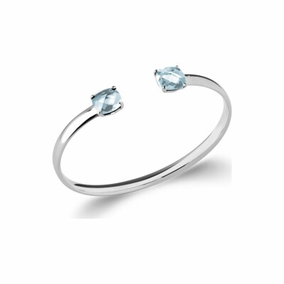 Bracelet jonc en argent rhodié et pierre synthétique