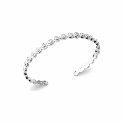 Bracelet jonc en argent rhodié et oxydes de zirconium