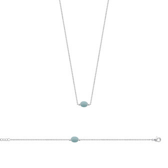 Collier en argent rhodié et amazonite, 45cm