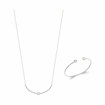 Collier en argent rhodié et oxydes de zirconium, 45cm