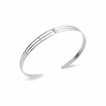 Bracelet jonc en argent rhodié et oxydes de zirconium