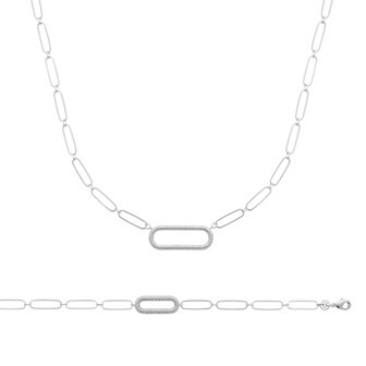 Collier en argent rhodié et oxyde de zirconium, 45cm