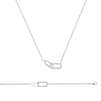 Collier en argent rhodié et oxyde de zirconium, 45cm