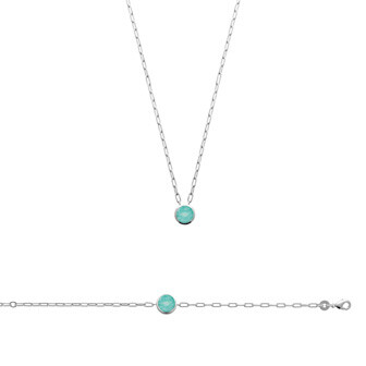 Collier en argent rhodié et amazonite, 45cm