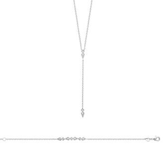 Collier en argent rhodié et oxyde de zirconium, 45cm