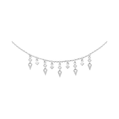 Collier en argent rhodié et oxyde de zirconium, 45cm