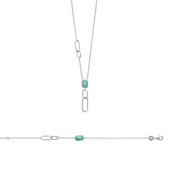 Bracelet en argent rhodié et amazonite, 18cm