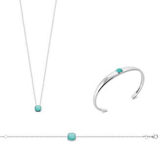 Bracelet jonc en argent rhodié et amazonite