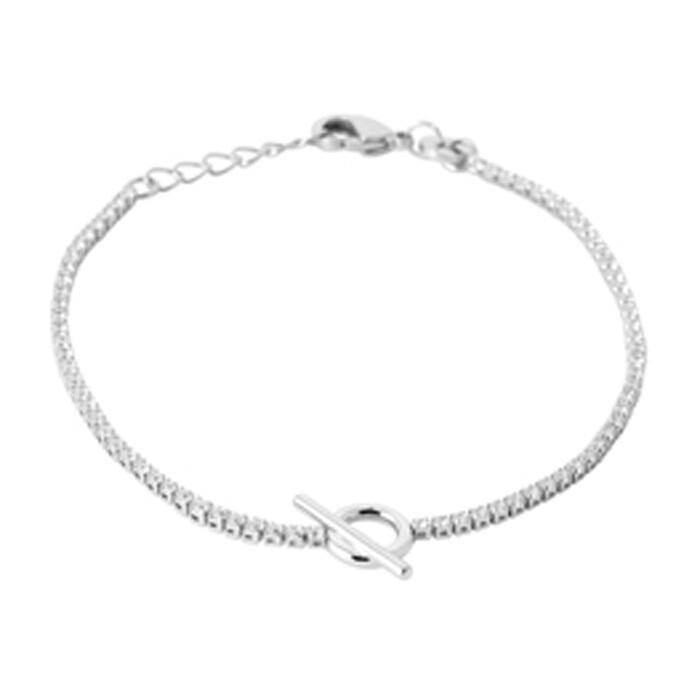 Bracelet en argent rhodié et oxyde de zirconium, 18cm