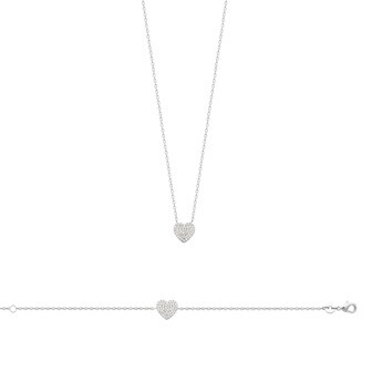 Collier en argent rhodié et oxyde de zirconium, 45cm