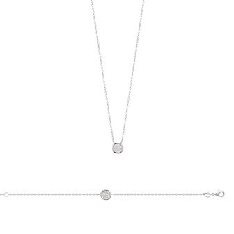 Collier en argent rhodié et oxyde de zirconium, 45cm