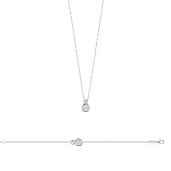 Collier en argent et oxyde de zirconium, 45cm