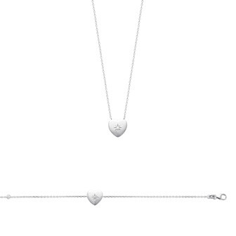 Collier en argent rhodié et oxyde de zirconium, 45cm