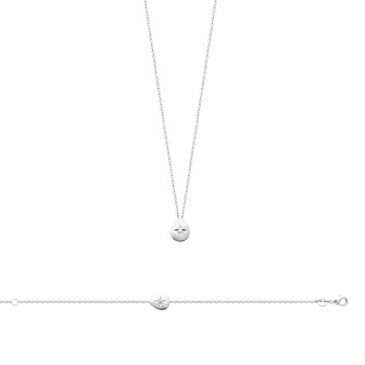 Collier en argent rhodié et oxyde de zirconium, 45cm