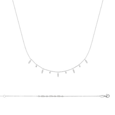 Collier en argent rhodié et oxyde de zirconium, 45cm