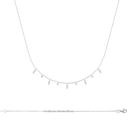 Collier en argent rhodié et oxyde de zirconium, 45cm