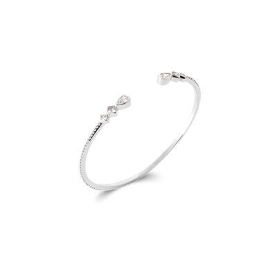 Bracelet jonc en argent rhodié et oxyde de zirconium