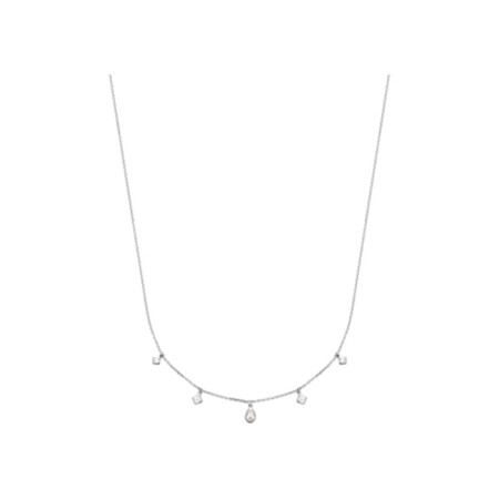 Collier en argent rhodié et oxyde de zirconium, 45cm