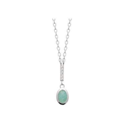 Collier en argent rhodié et amazonite, 45cm