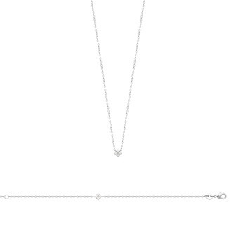 Collier en argent rhodié et oxyde de zirconium, 45cm