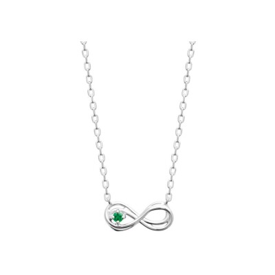 Collier en argent rhodié et pierre synthétique